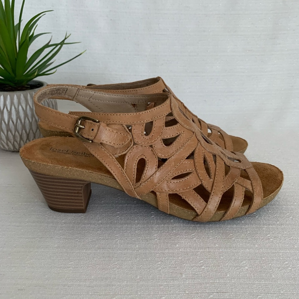 Josef Seibel Ruth Camel Heeled Sandals Woman’s EU41 US10-10.5